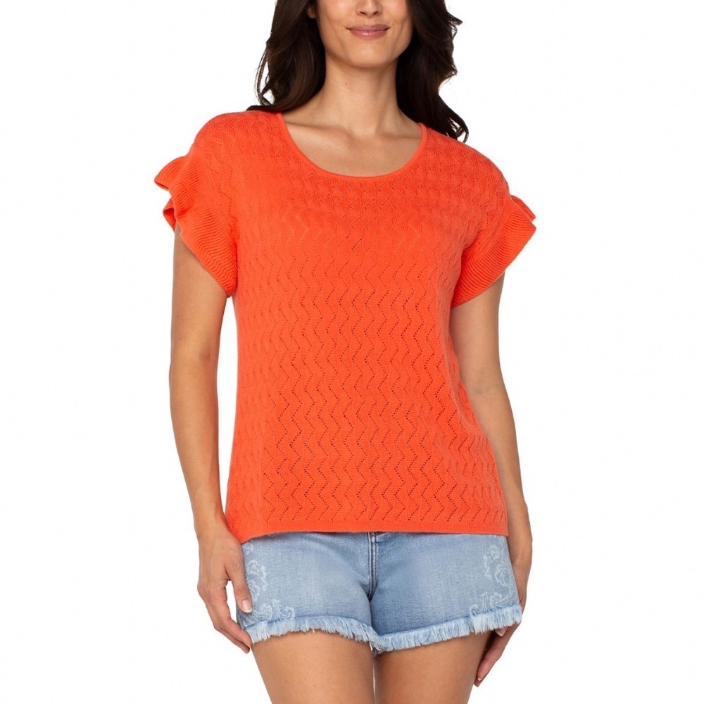 Liverpool Los Angeles Clementine Orange Flutter Sleeve Dolman Sweater‎ XS